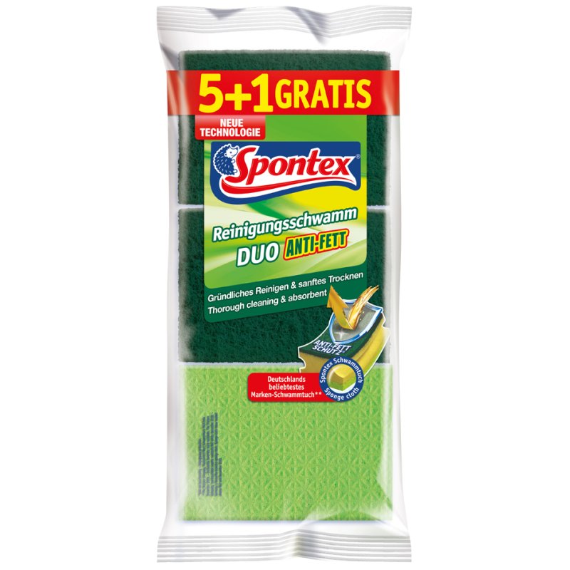 Spontex éponges nettoyage Duo Anti-Graisse, vert, 5+1 gratuit